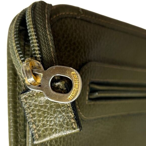 Karina Firenze Pebbled Olive Leather Clutch Made In Italy Some Interior Wear - Picture 9 of 11